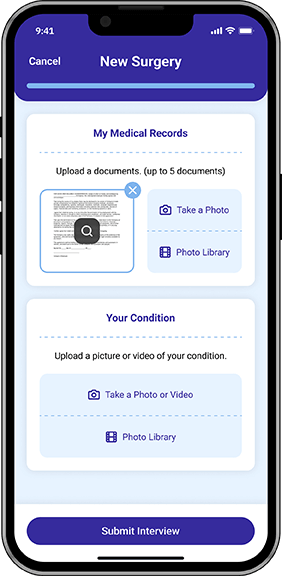 SurgiQuality App Screen for Sharing Medical Records