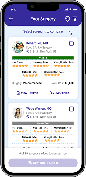 SurgiQuality App Comparing Surgeons