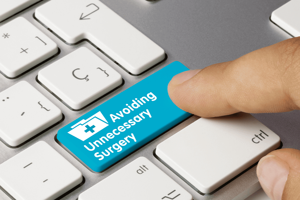 keyboard button that says avoiding unnecessary surgery